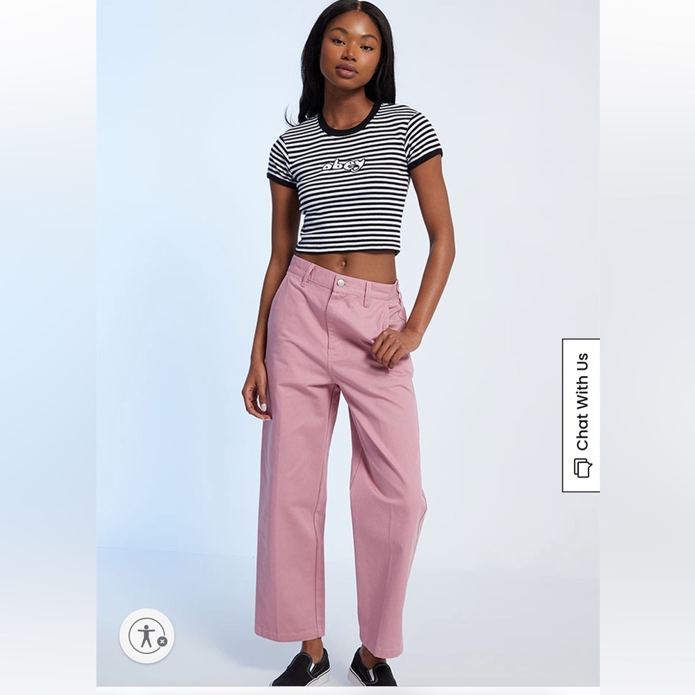 Obey Zoe Baby Ringer Black & White Stripe Tee - Picture 13 of 15